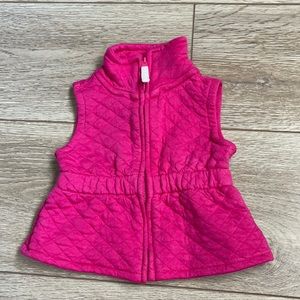 Carter’s pink quilted zip-up vest. 6 months